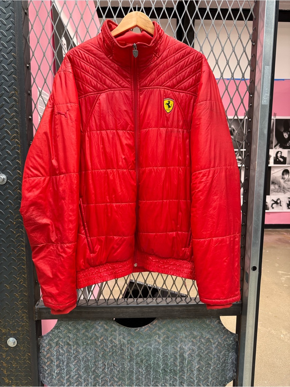 Ferrari Red Quilted Performance Jacket with Shield Emblem